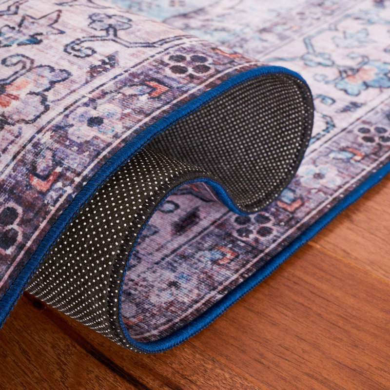 Langley Street Ziebarth Performance Aqua/Pink Rug Wayfair